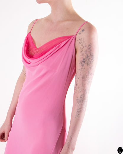 90's Versace Classic Hot Pink Slip Dress M