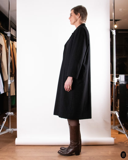 90's Jean Paul Gaultier Black Wool Overcoat XL