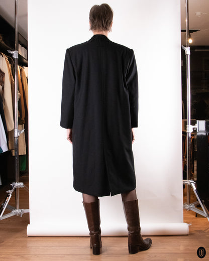 90's Jean Paul Gaultier Black Wool Overcoat XL