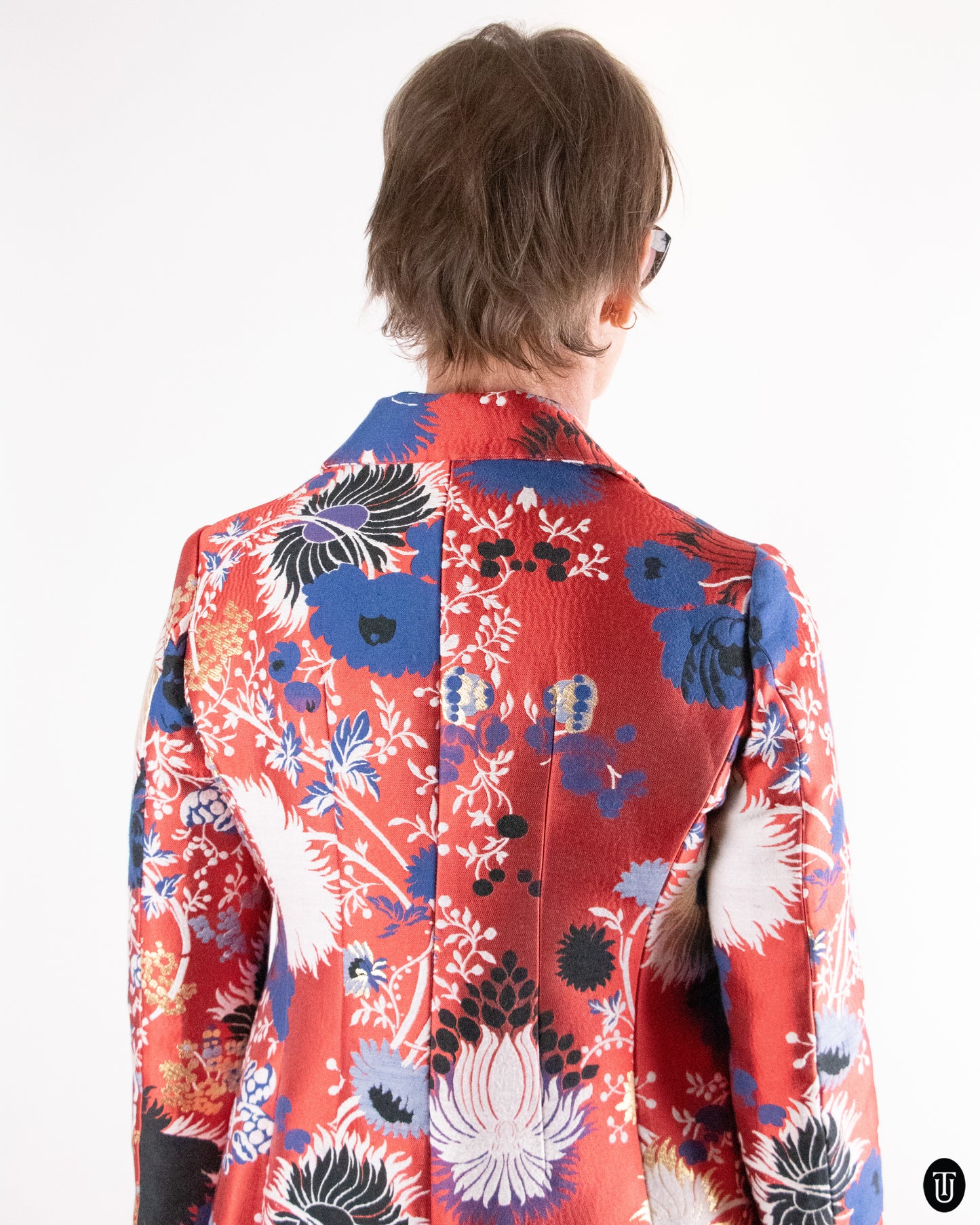 00's Rochas Tailored Cotton Floral Coat M