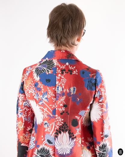 00's Rochas Tailored Cotton Floral Coat M
