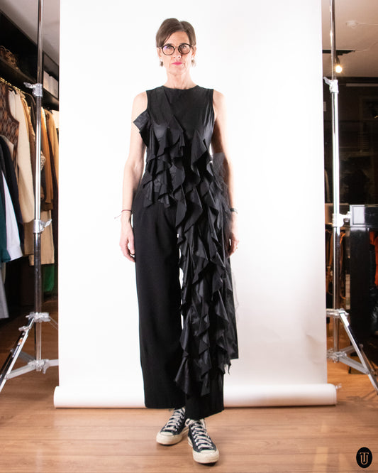 00's Ivan Grundahl Asymmetrical Ruffle Cascade Top S