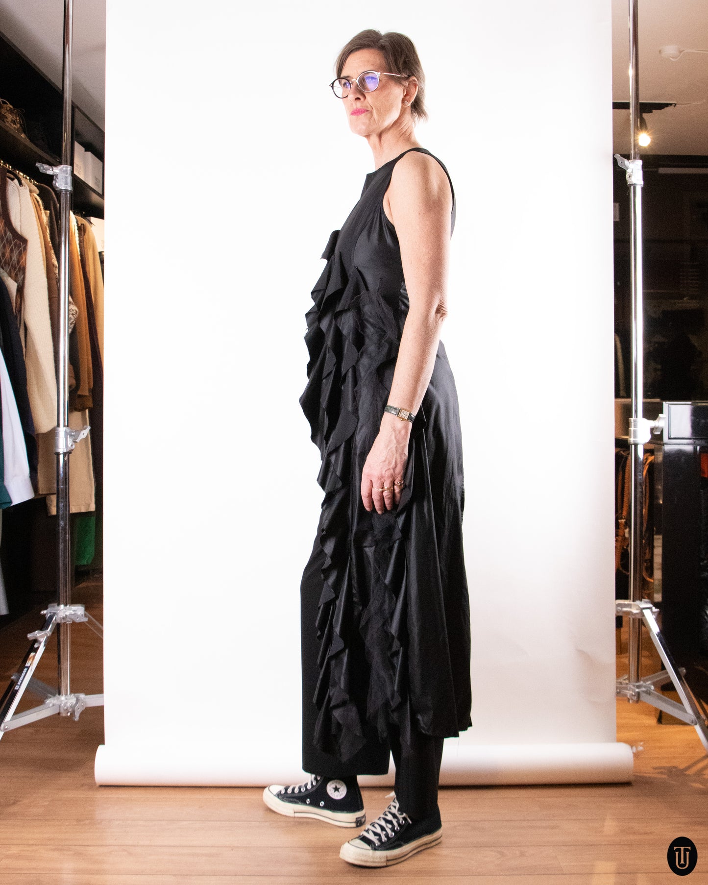 00's Ivan Grundahl Asymmetrical Ruffle Cascade Top S