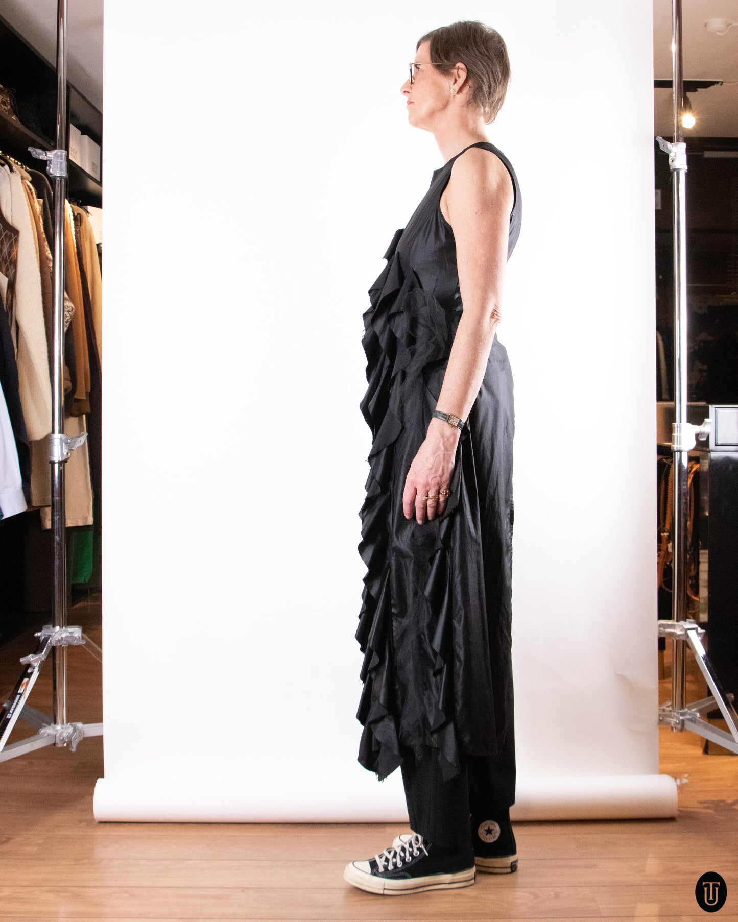 00's Ivan Grundahl Asymmetrical Ruffle Cascade Top S