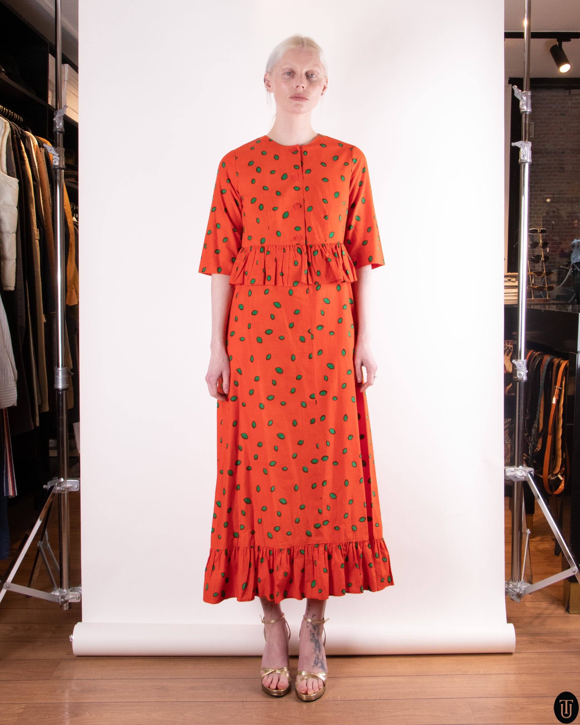 70's Marimekko Peplum Dress M
