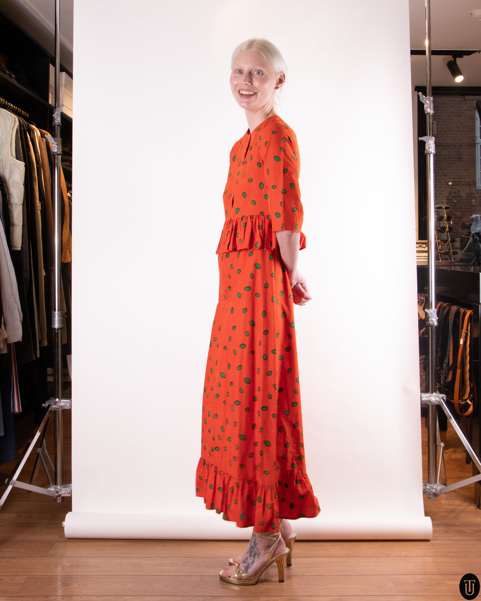 70's Marimekko Peplum Dress M