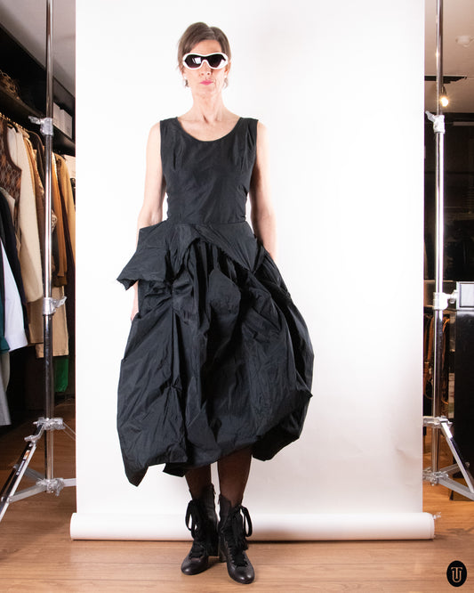 00's Ivan Grundahl Black Sculptural Dress S