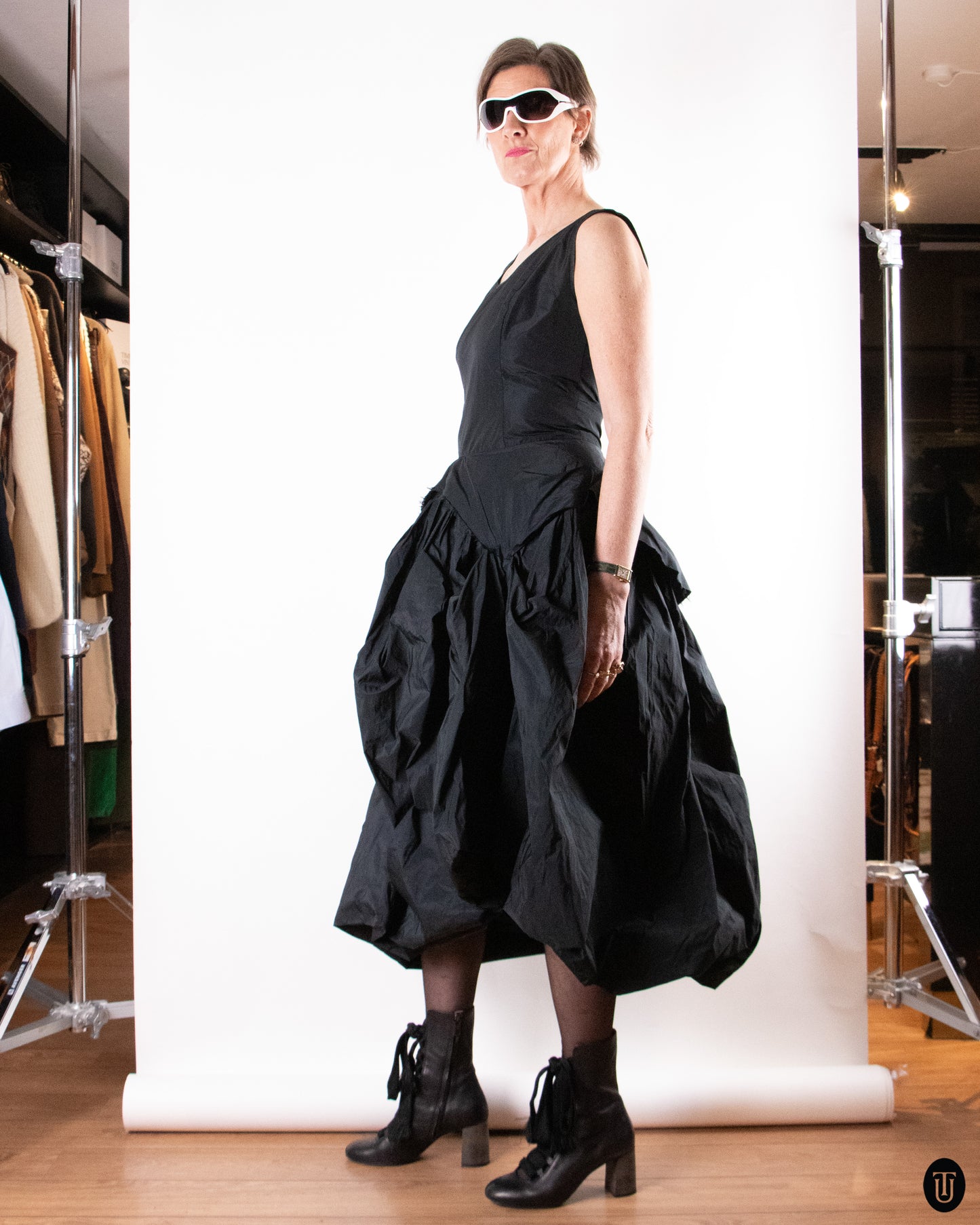 00's Ivan Grundahl Black Sculptural Dress S