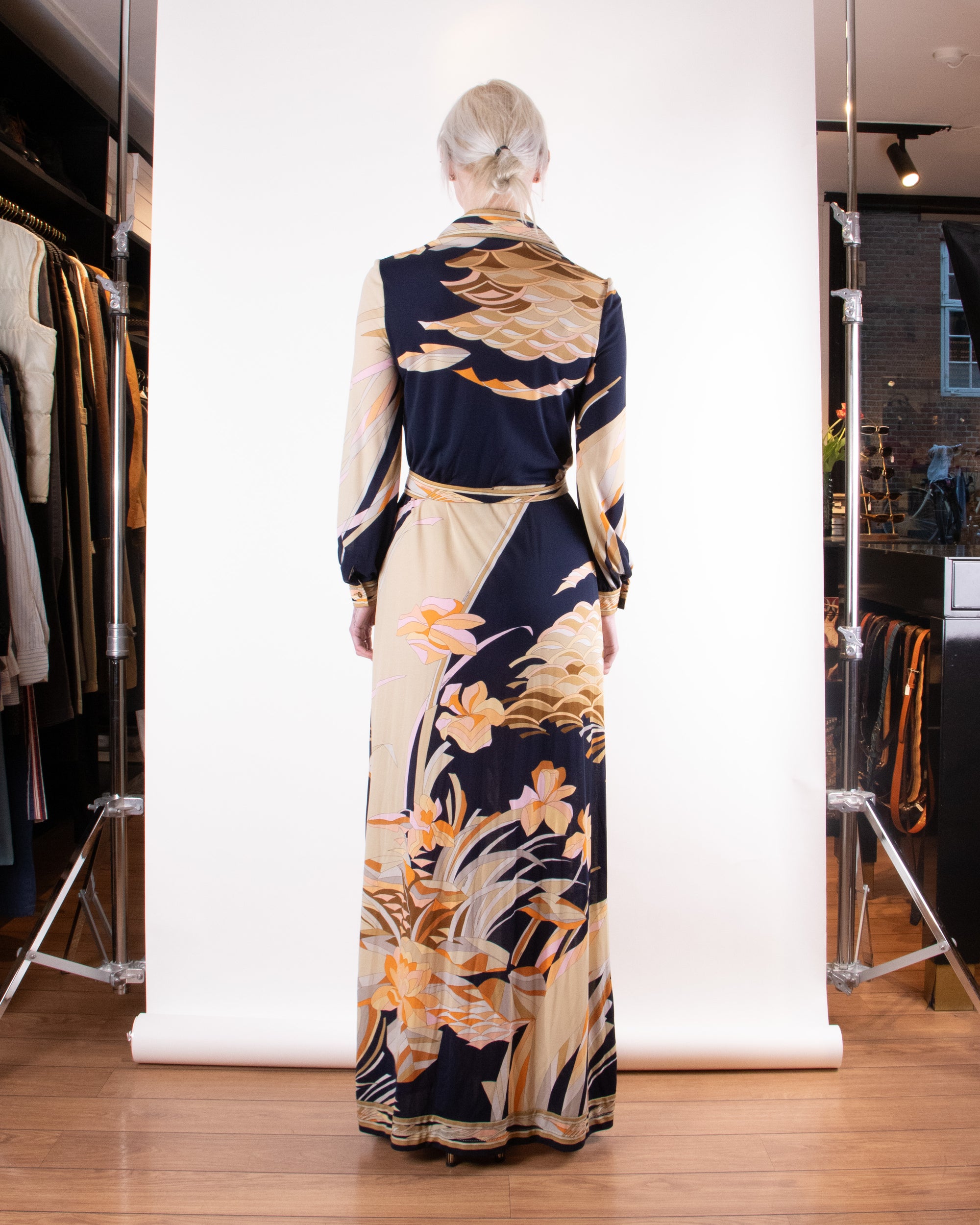 70s Leonard Jersey Maxi Dress M