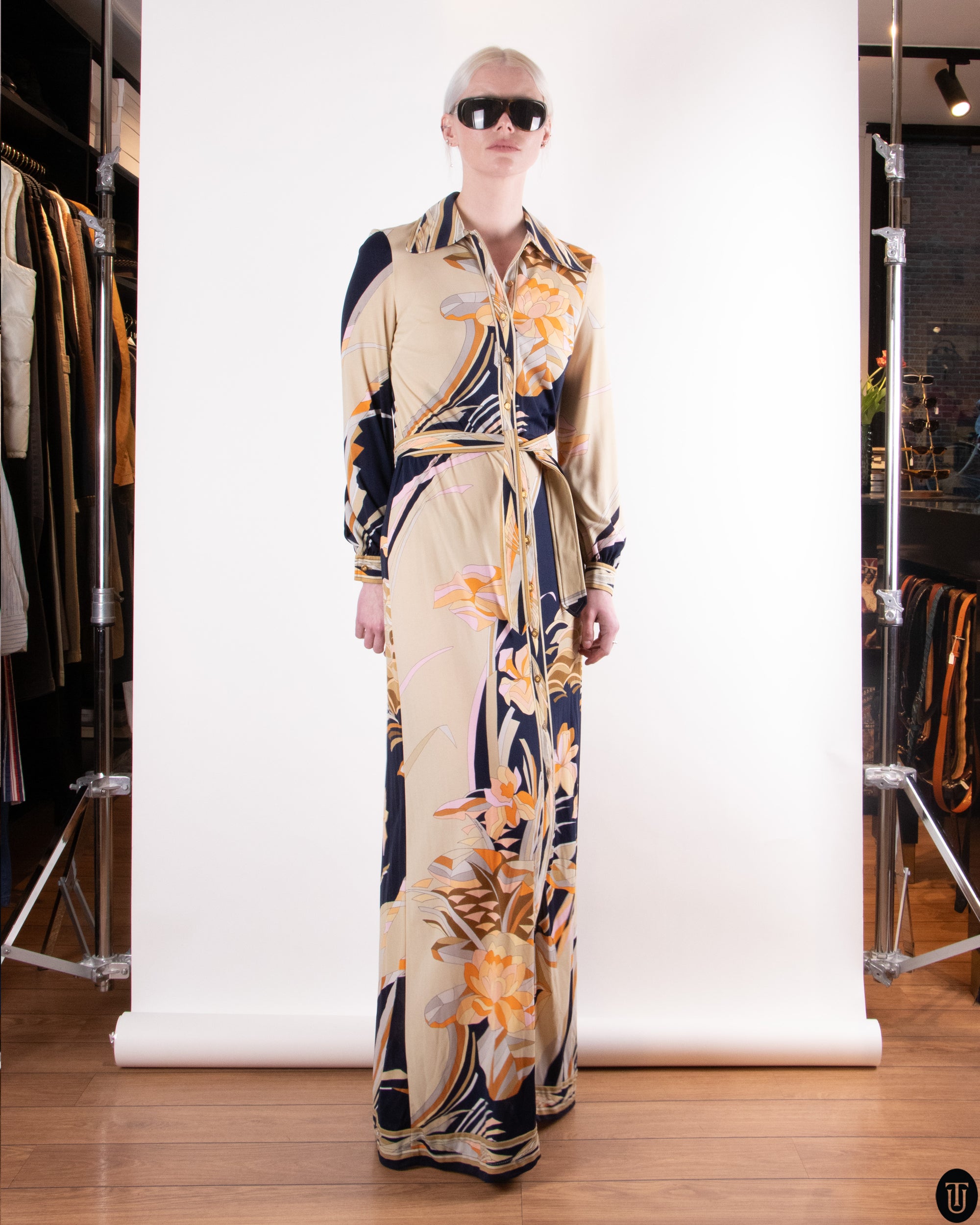 70s Leonard Jersey Maxi Dress M