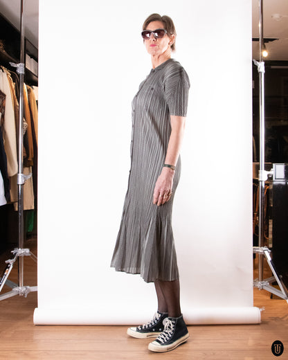 90's Issey Miyake Pleats Please Button-front Dress M