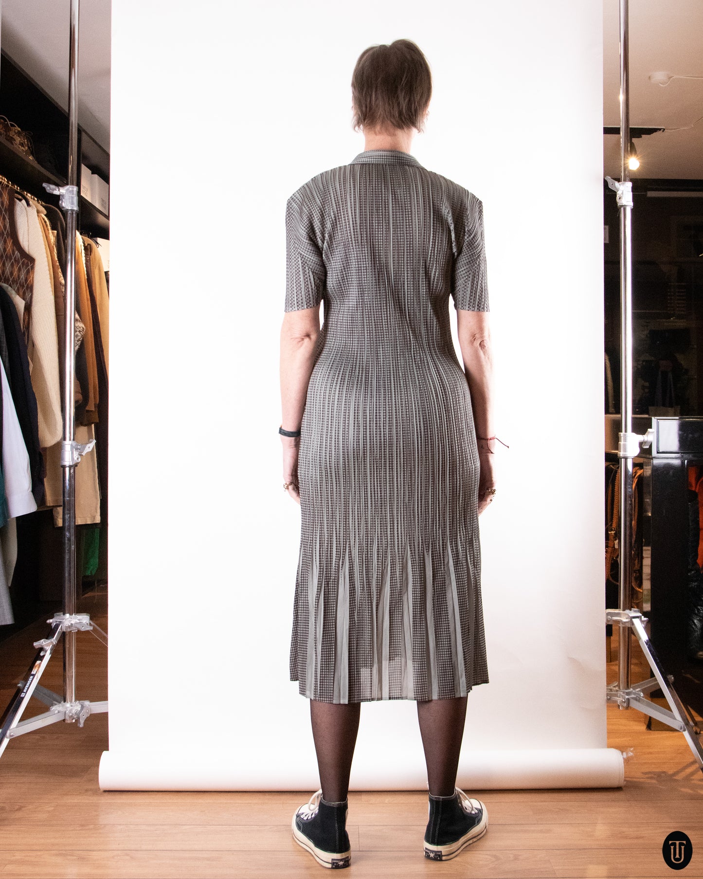 90's Issey Miyake Pleats Please Button-front Dress M