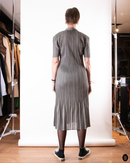 90's Issey Miyake Pleats Please Button-front Dress M