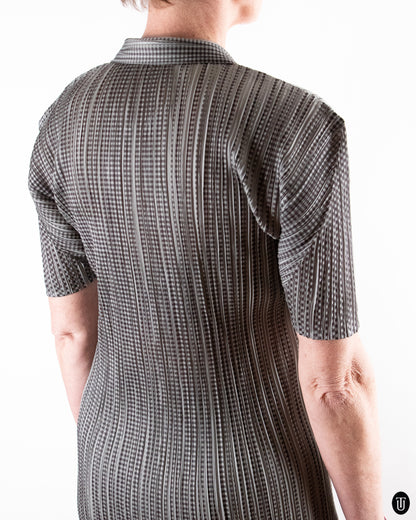90's Issey Miyake Pleats Please Button-front Dress M