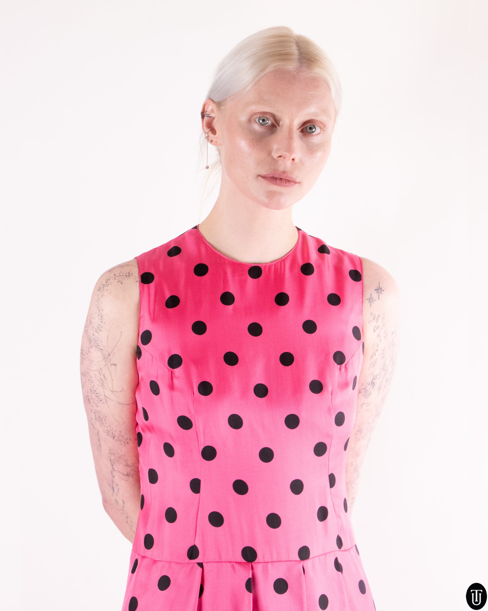 90's Polkadot Silk Dress S