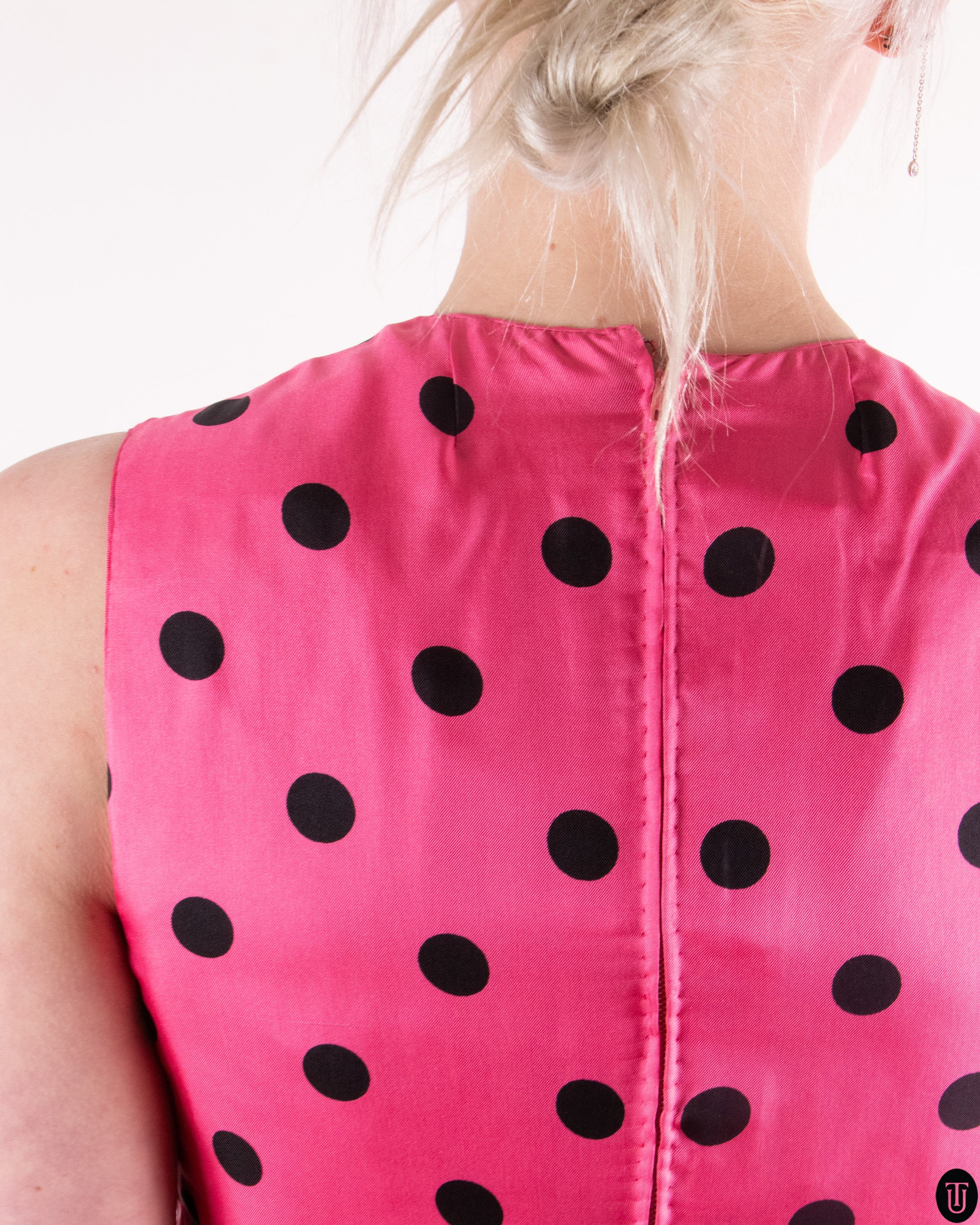 90's Polkadot Silk Dress S