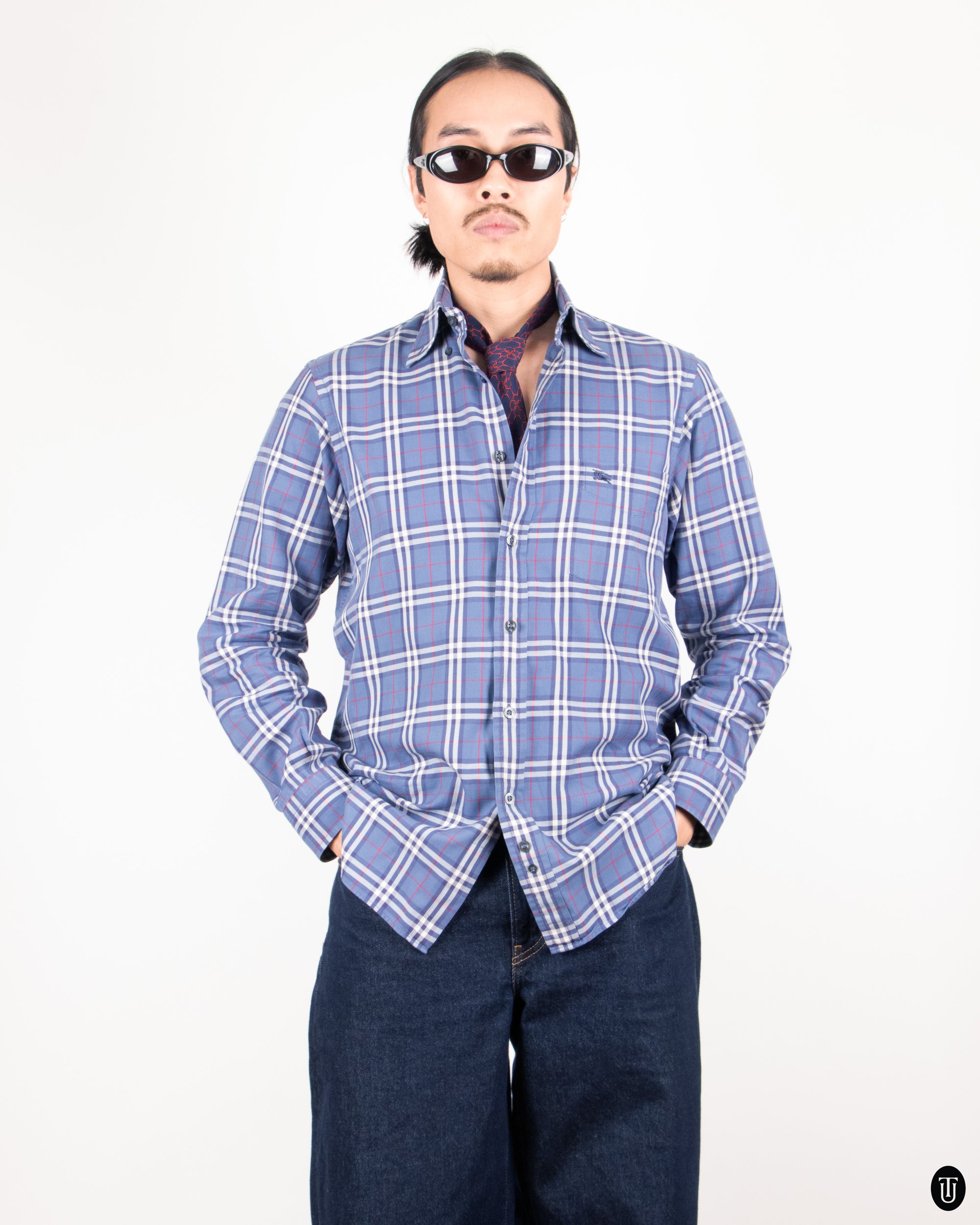 90s Burberry Checkered Cotton Button Down Shirt S