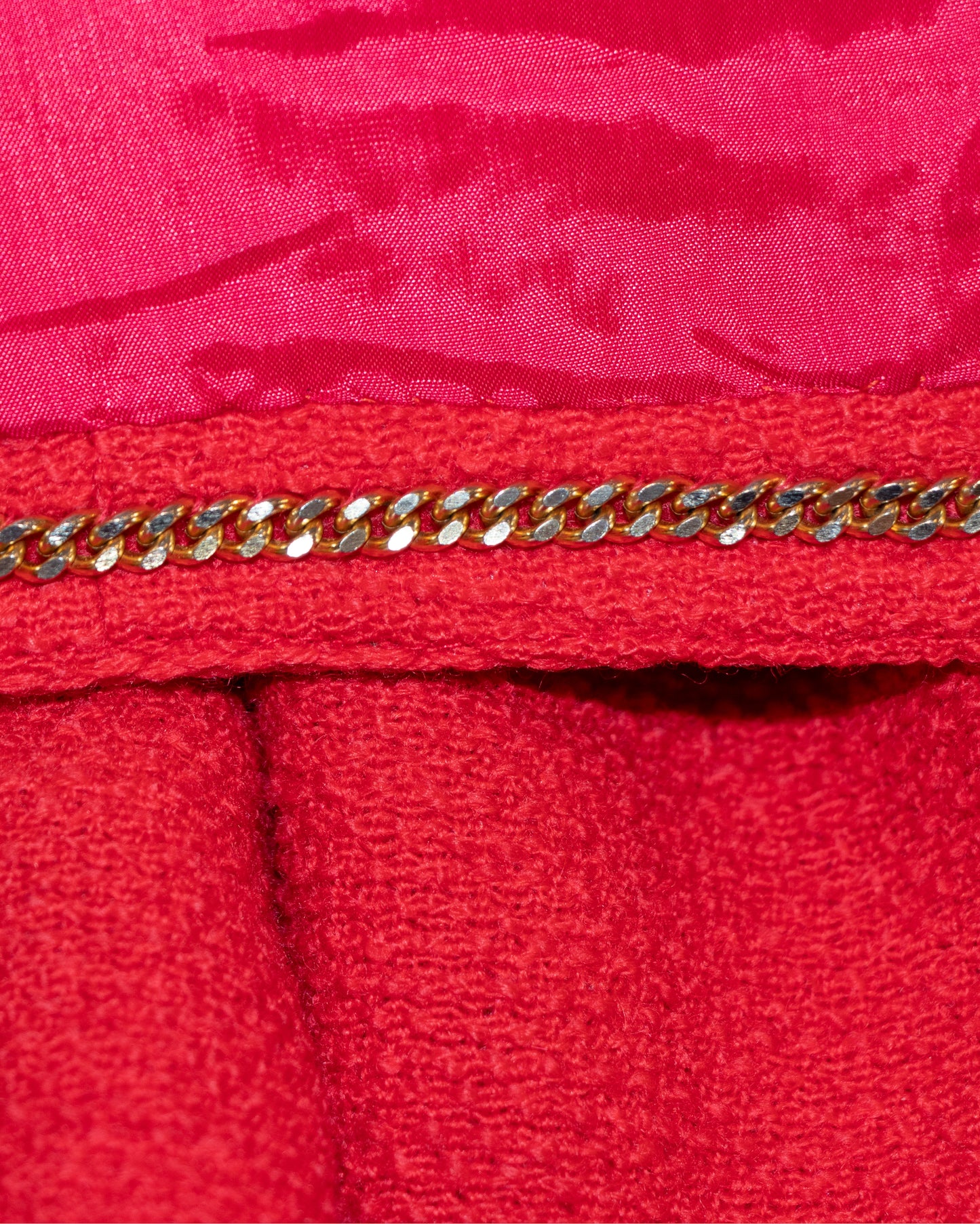 Chanel 1970s Red Bouclè Skirt Suit S