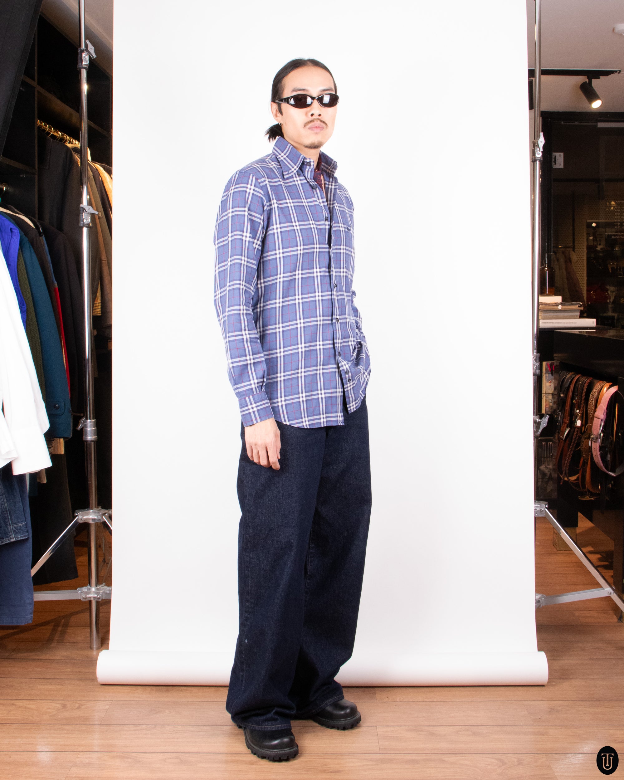 90s Burberry Checkered Cotton Button Down Shirt S