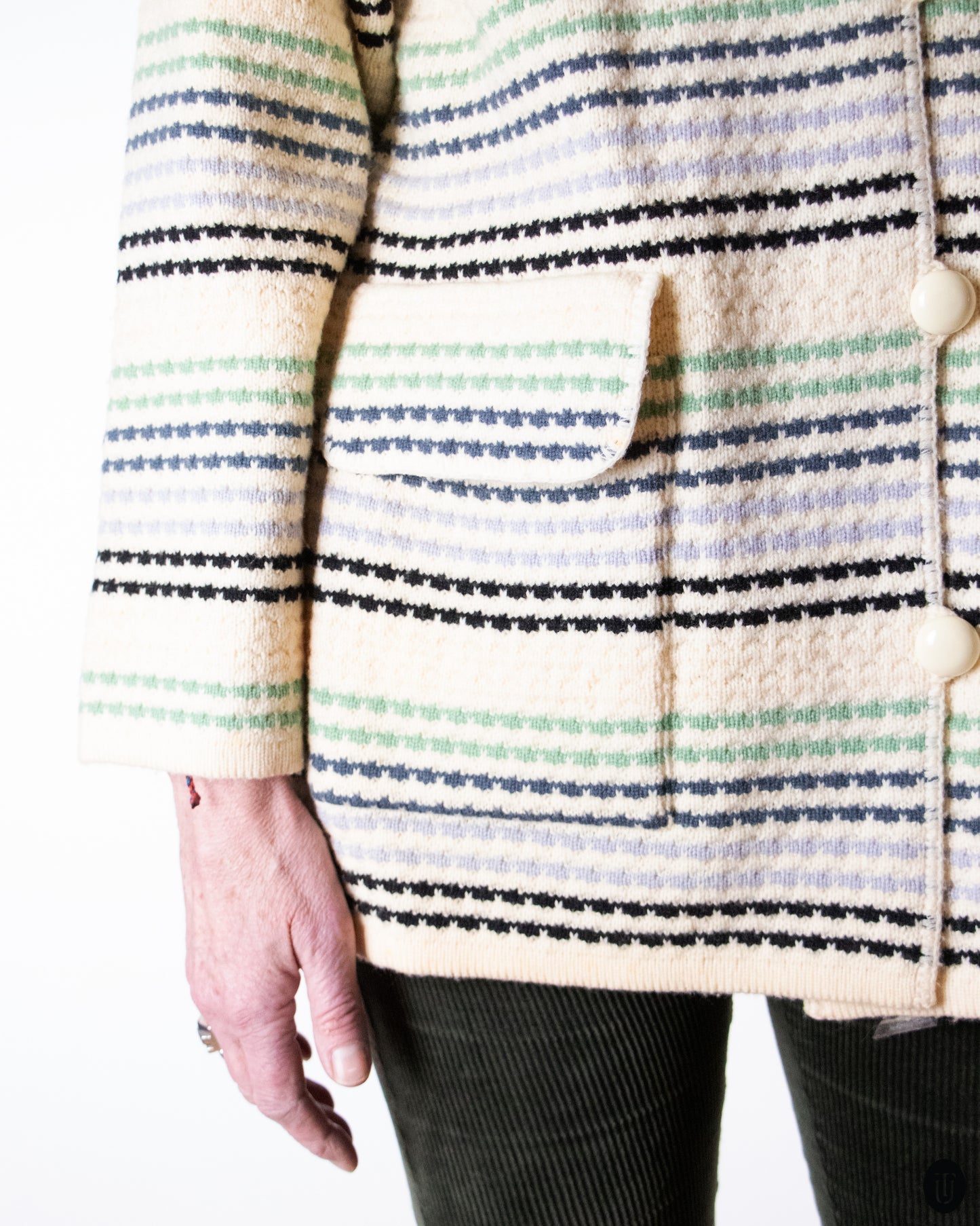 80's Yves Saint Laurent Striped Wool Jacket M