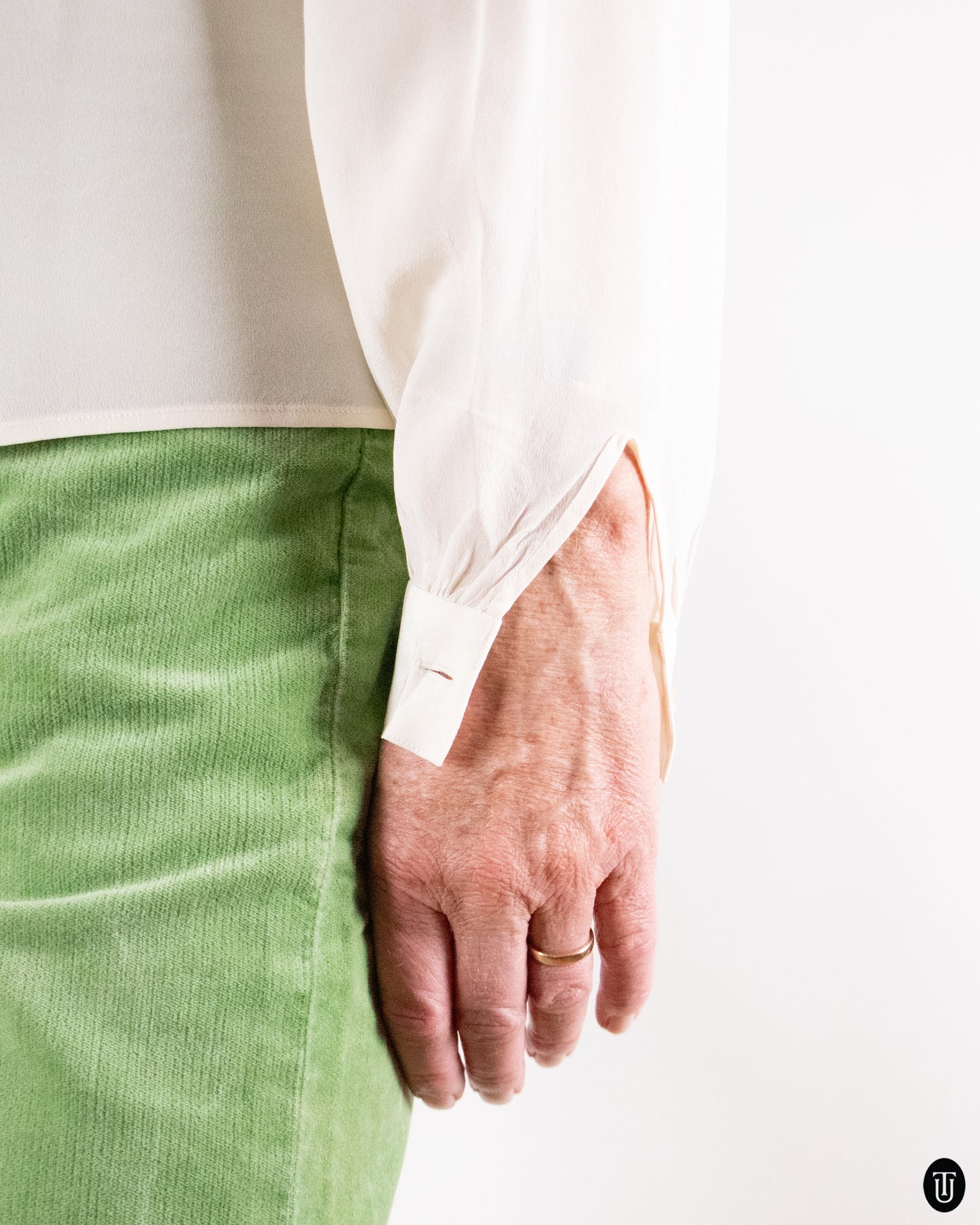 60's Silk Floral Cut-Out Blouse S