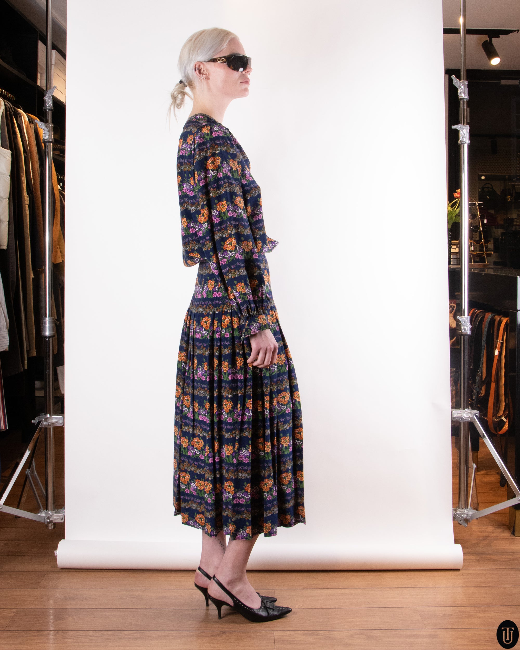 70s Yves Saint Laurent Silk Skirt Set S