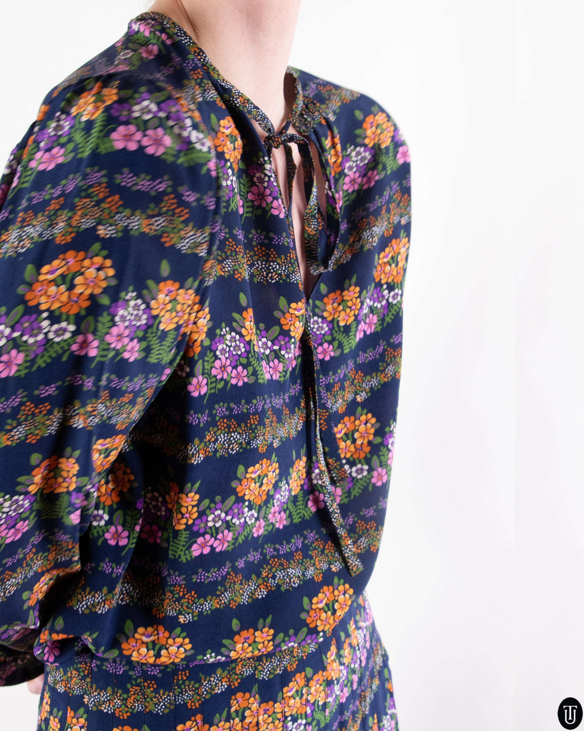 70s Yves Saint Laurent Silk Skirt Set S