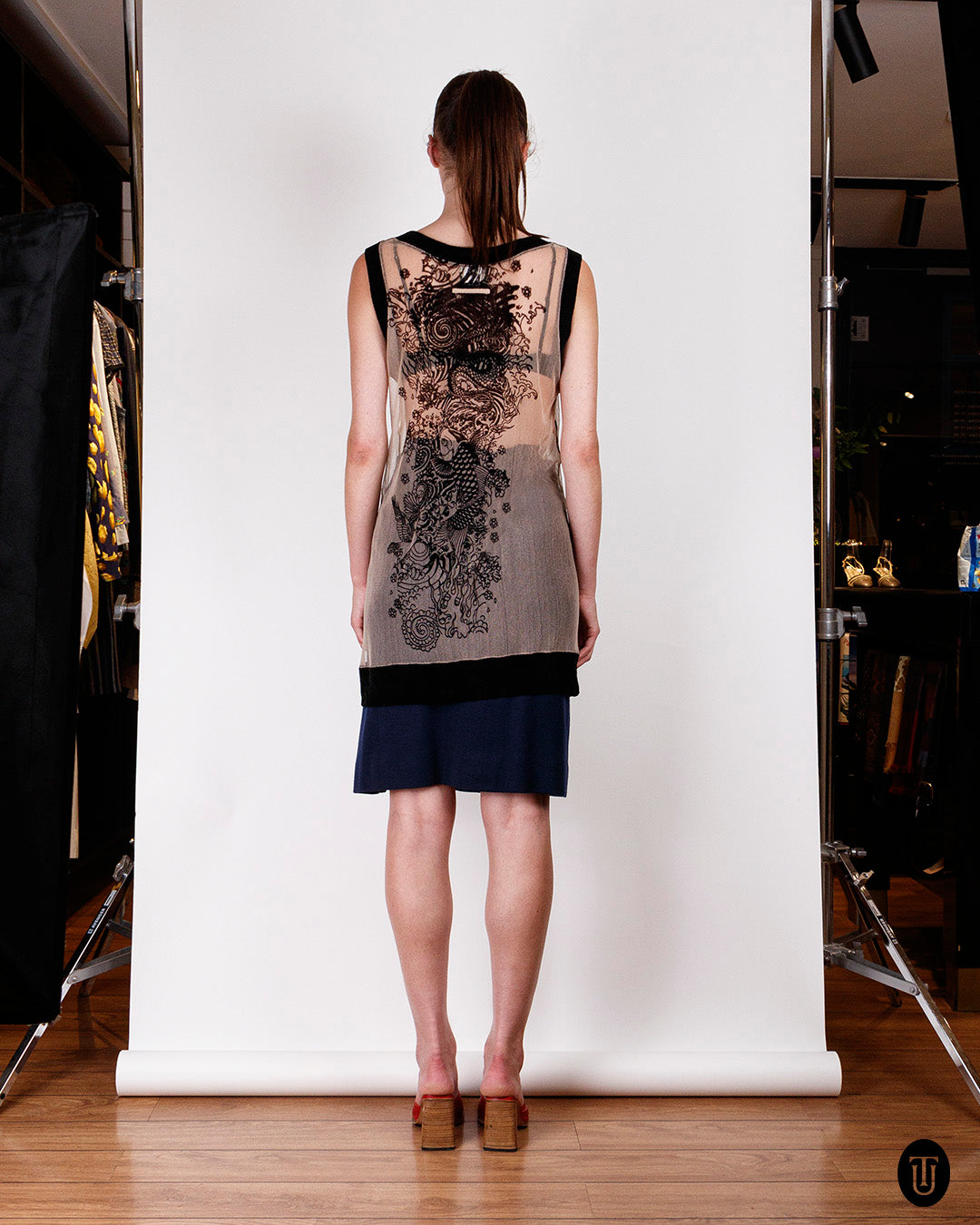 1990s Jean Paul Gaultier Mesh Tattoo Dress M