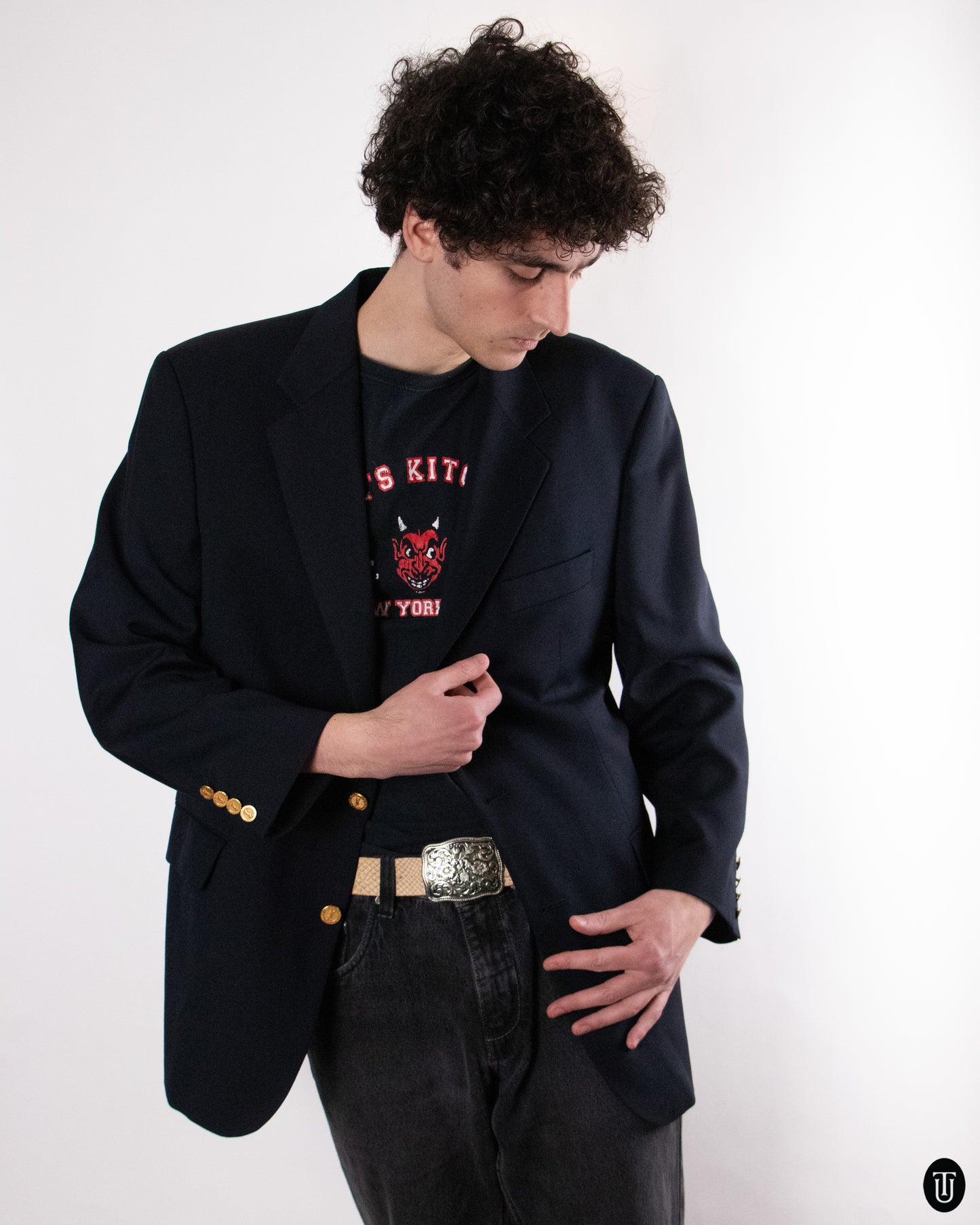 80's Yves Saint Laurent Black Wool Blazer L