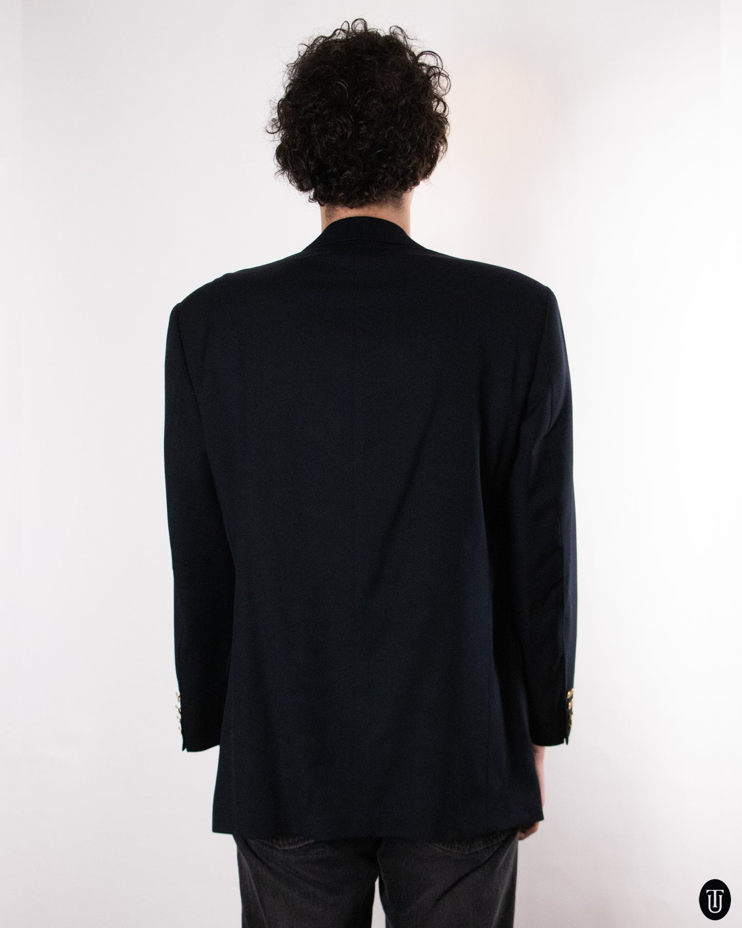 80's Yves Saint Laurent Black Wool Blazer L