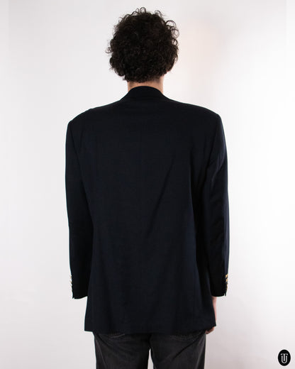 80's Yves Saint Laurent Black Wool Blazer L