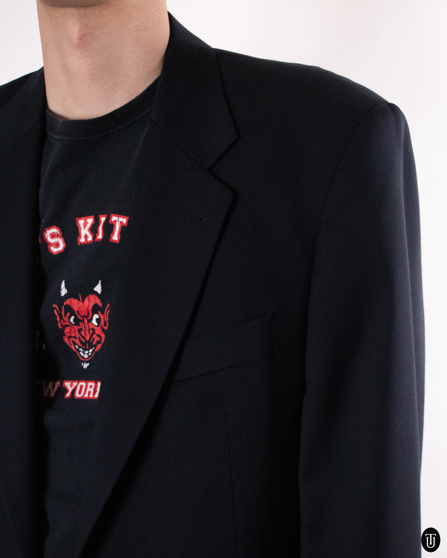 80's Yves Saint Laurent Black Wool Blazer L