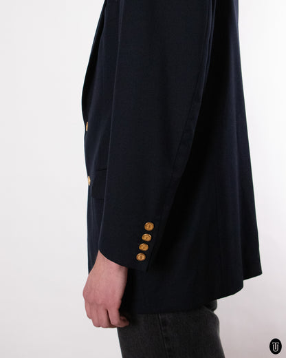 80's Yves Saint Laurent Black Wool Blazer L