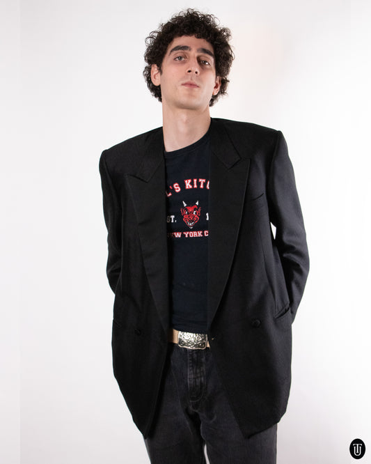 80's Yves Saint Laurent Black Wool Blazer L