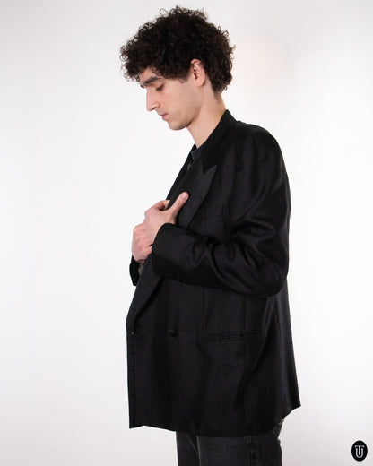 80's Yves Saint Laurent Black Wool Blazer L