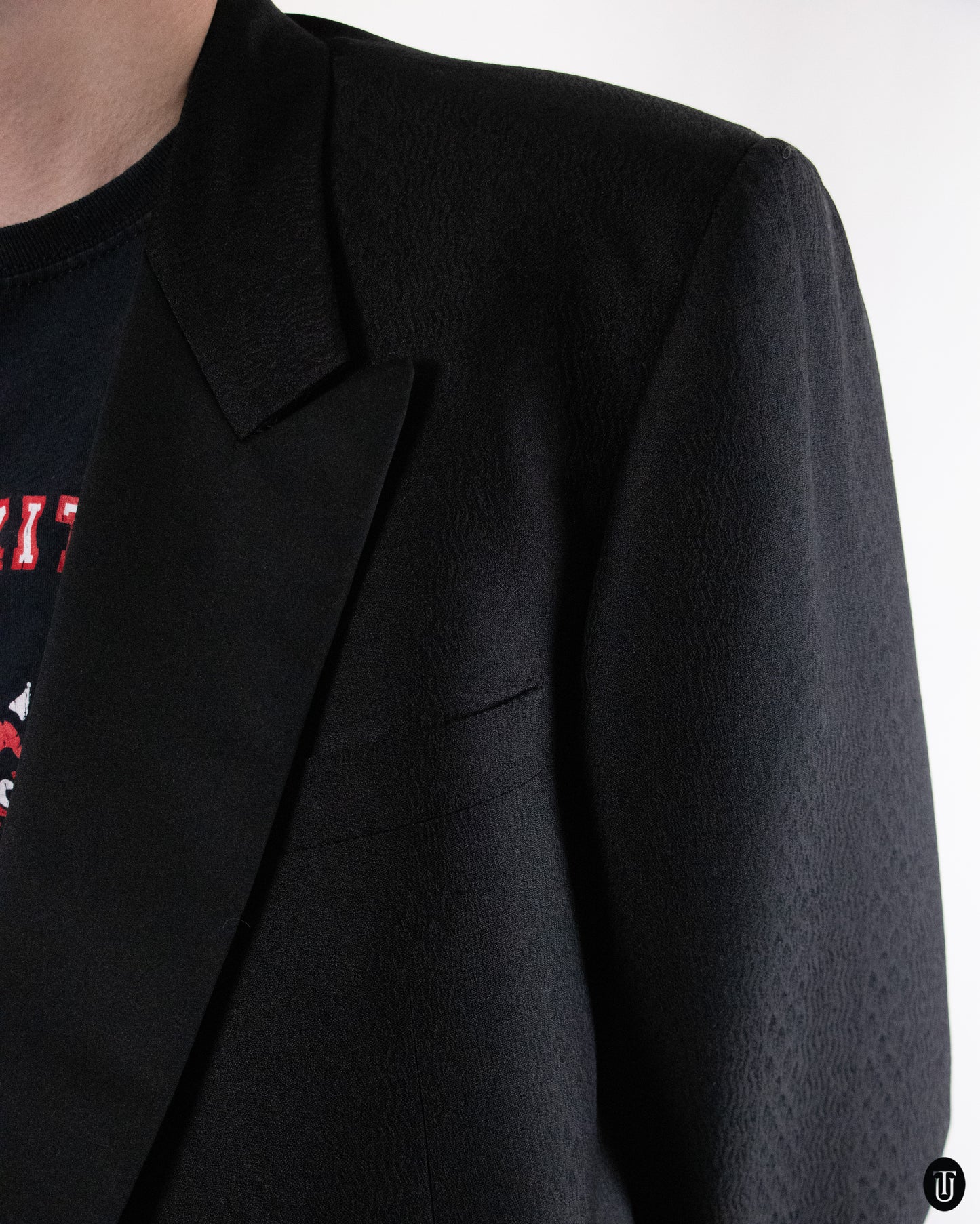 80's Yves Saint Laurent Black Wool Blazer L