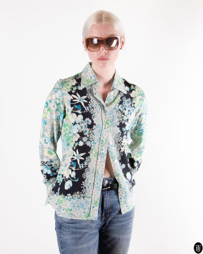 00's Gucci Floral Silk Blouse S