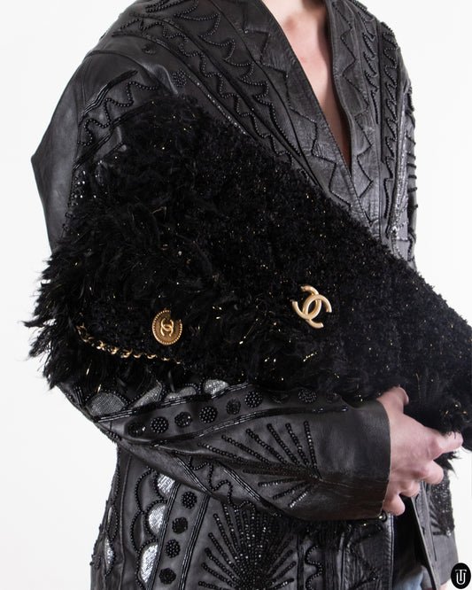 00's Chanel Black Tweed Clutch