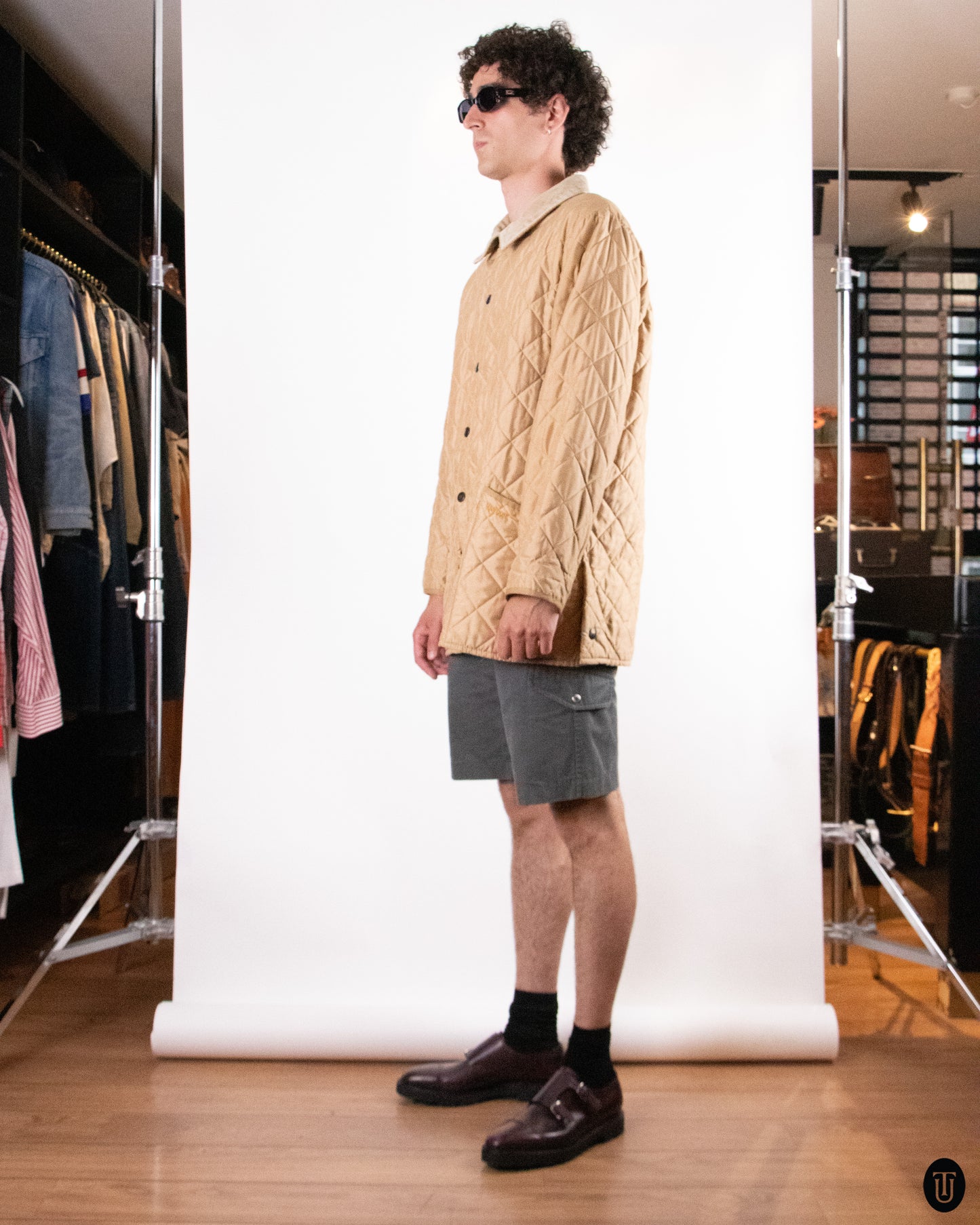 00's Barbour Beige Quilted Jacket L