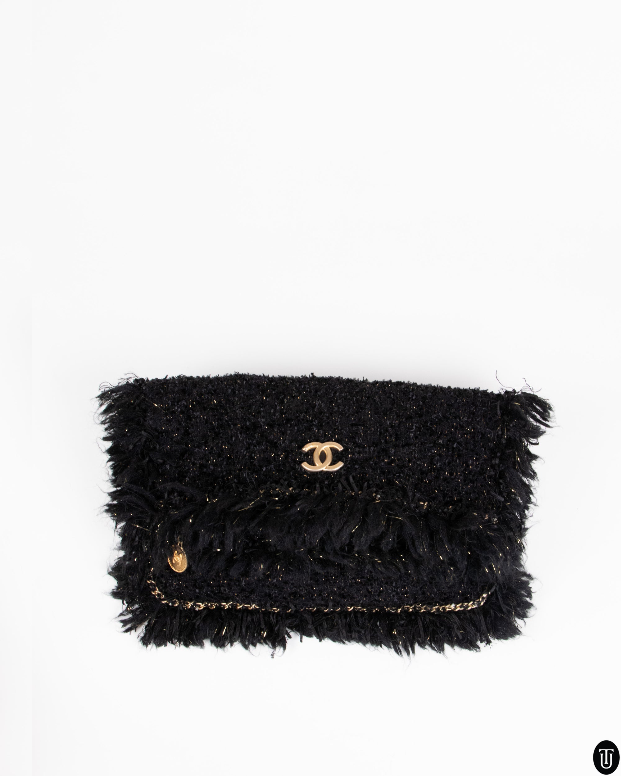 00's Chanel Black Tweed Clutch