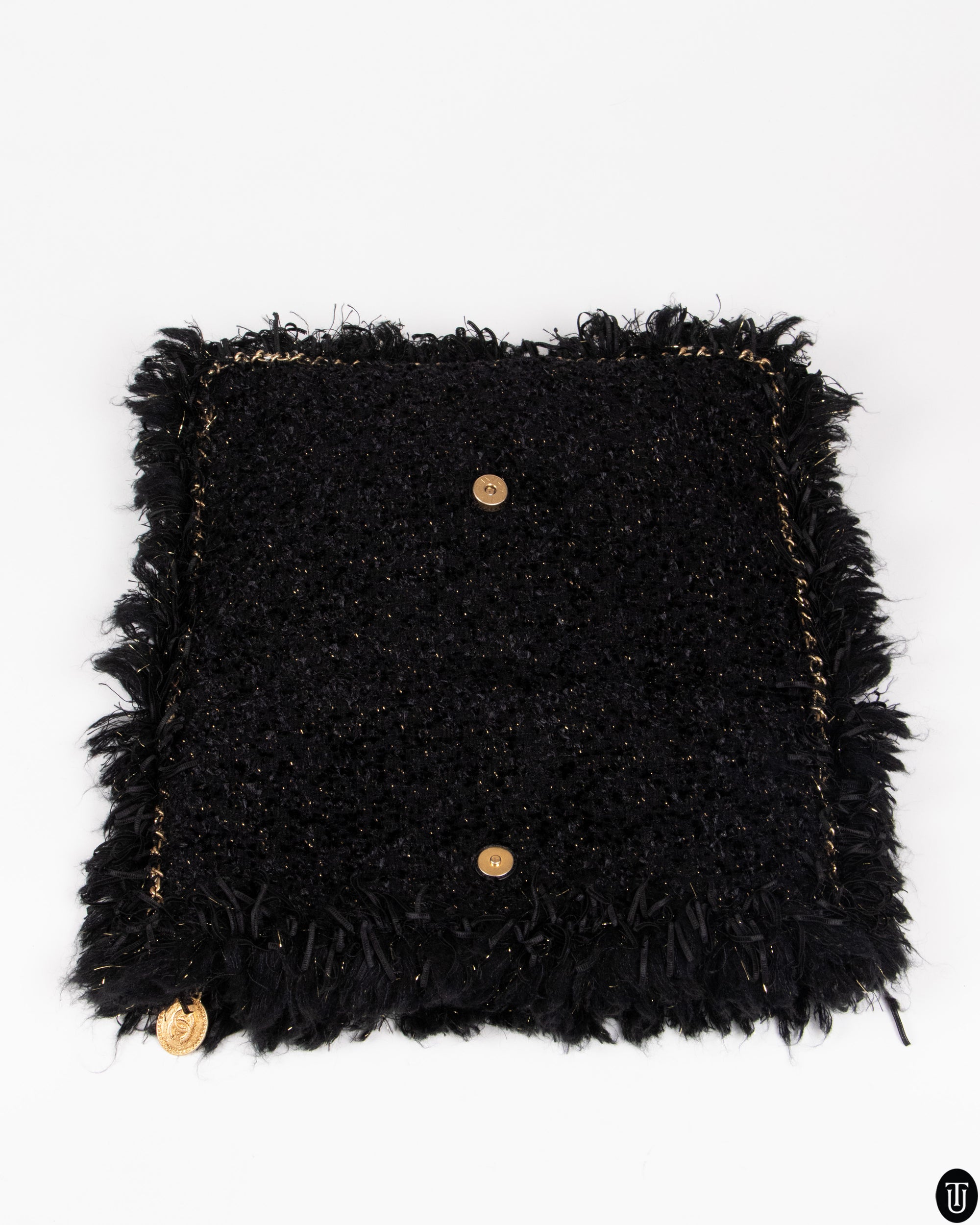 00's Chanel Black Tweed Clutch
