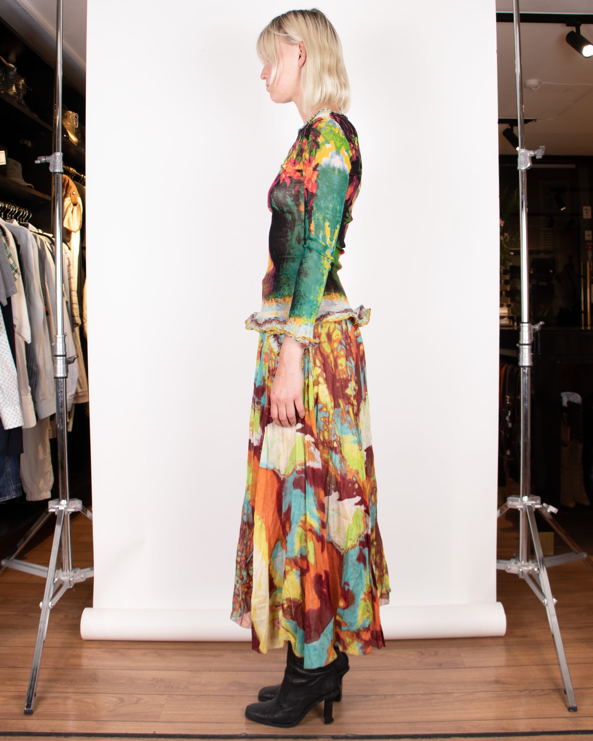 S/S 2000 Jean Paul Gaultier Mesh and Muslin Two-piece M