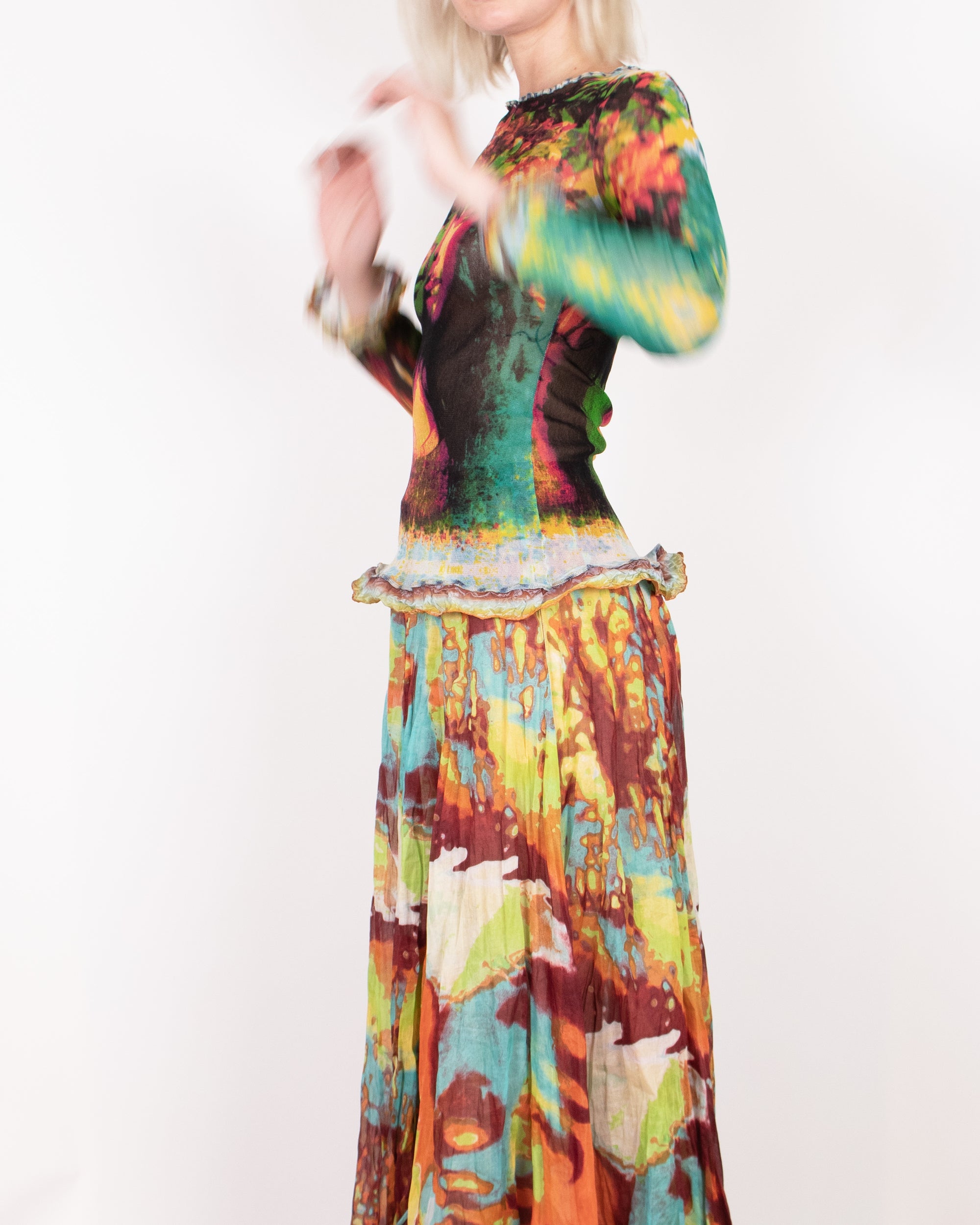 S/S 2000 Jean Paul Gaultier Mesh and Muslin Two-piece M