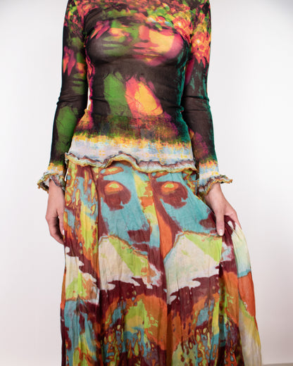 S/S 2000 Jean Paul Gaultier Mesh and Muslin Two-piece M
