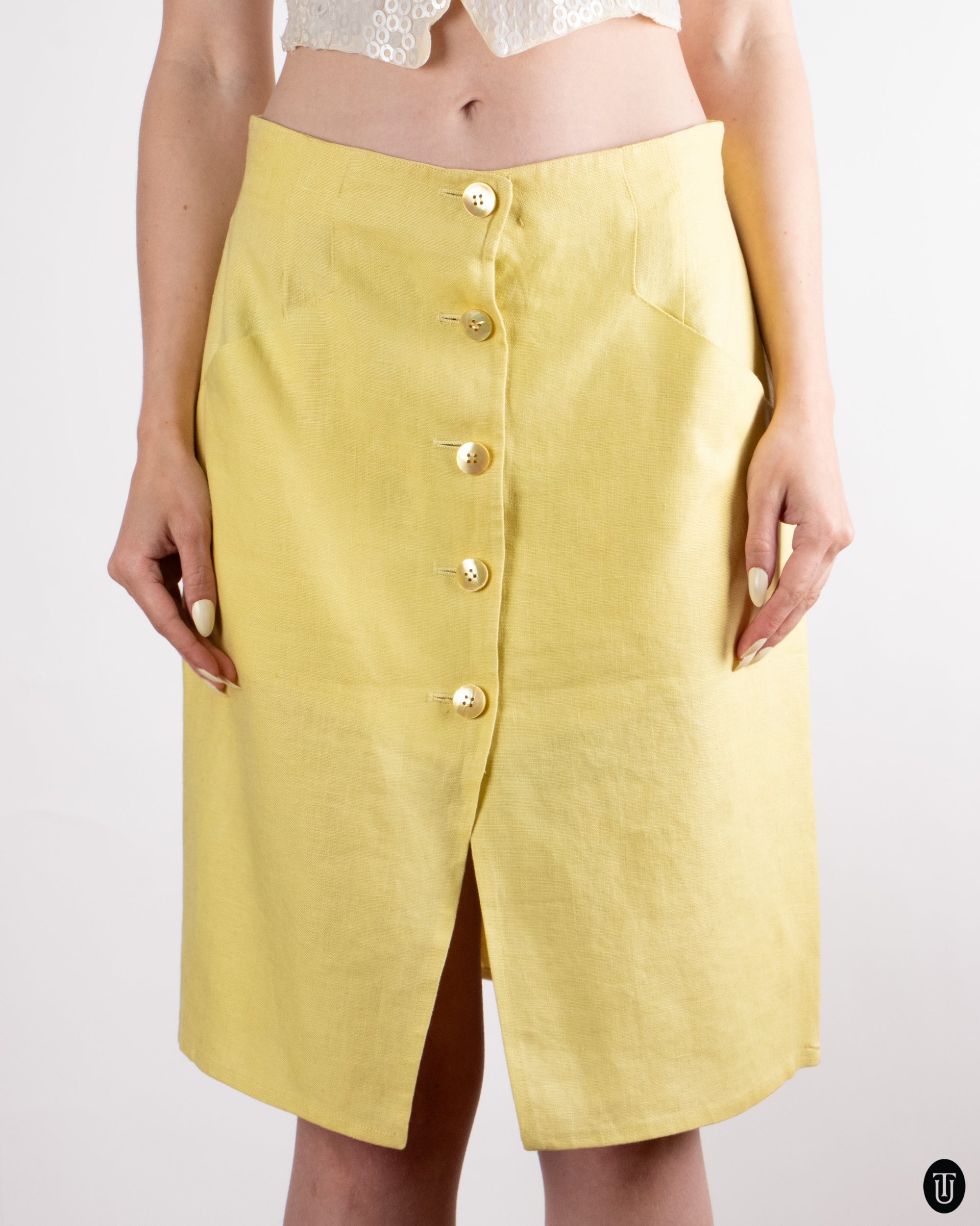 90s Valentino Linen Skirt S