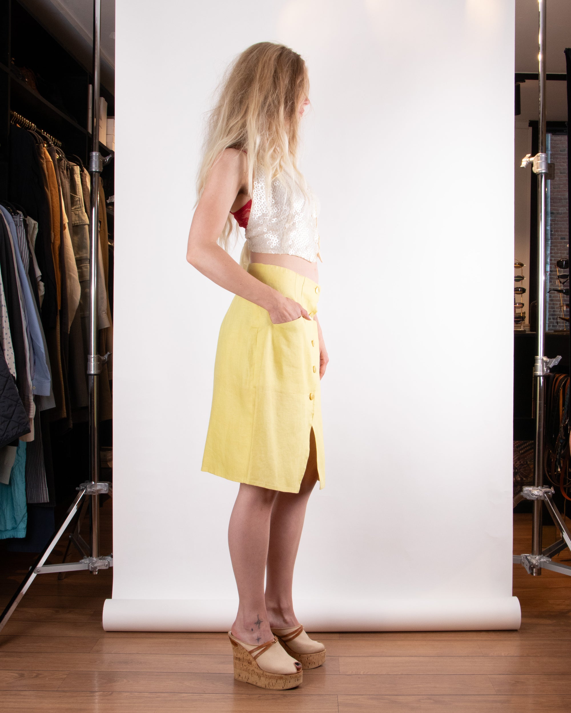 90s Valentino Linen Skirt S