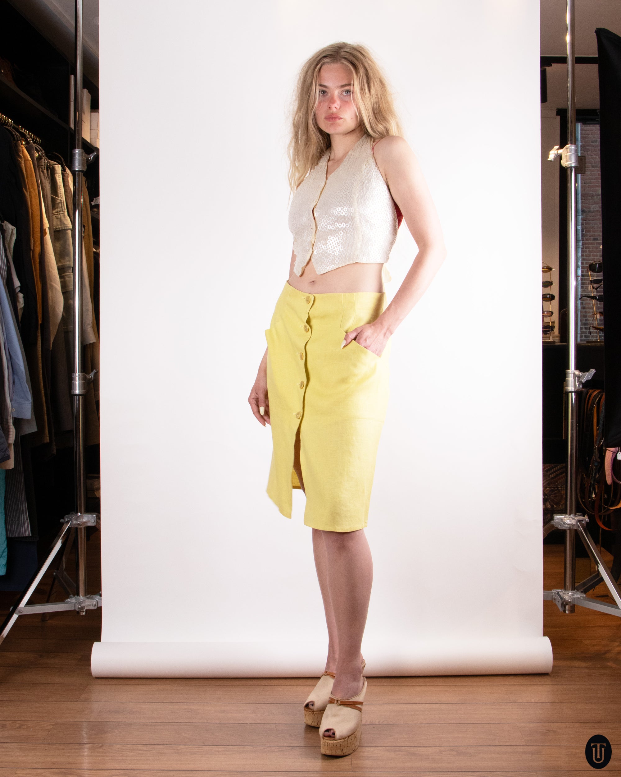 90s Valentino Linen Skirt S