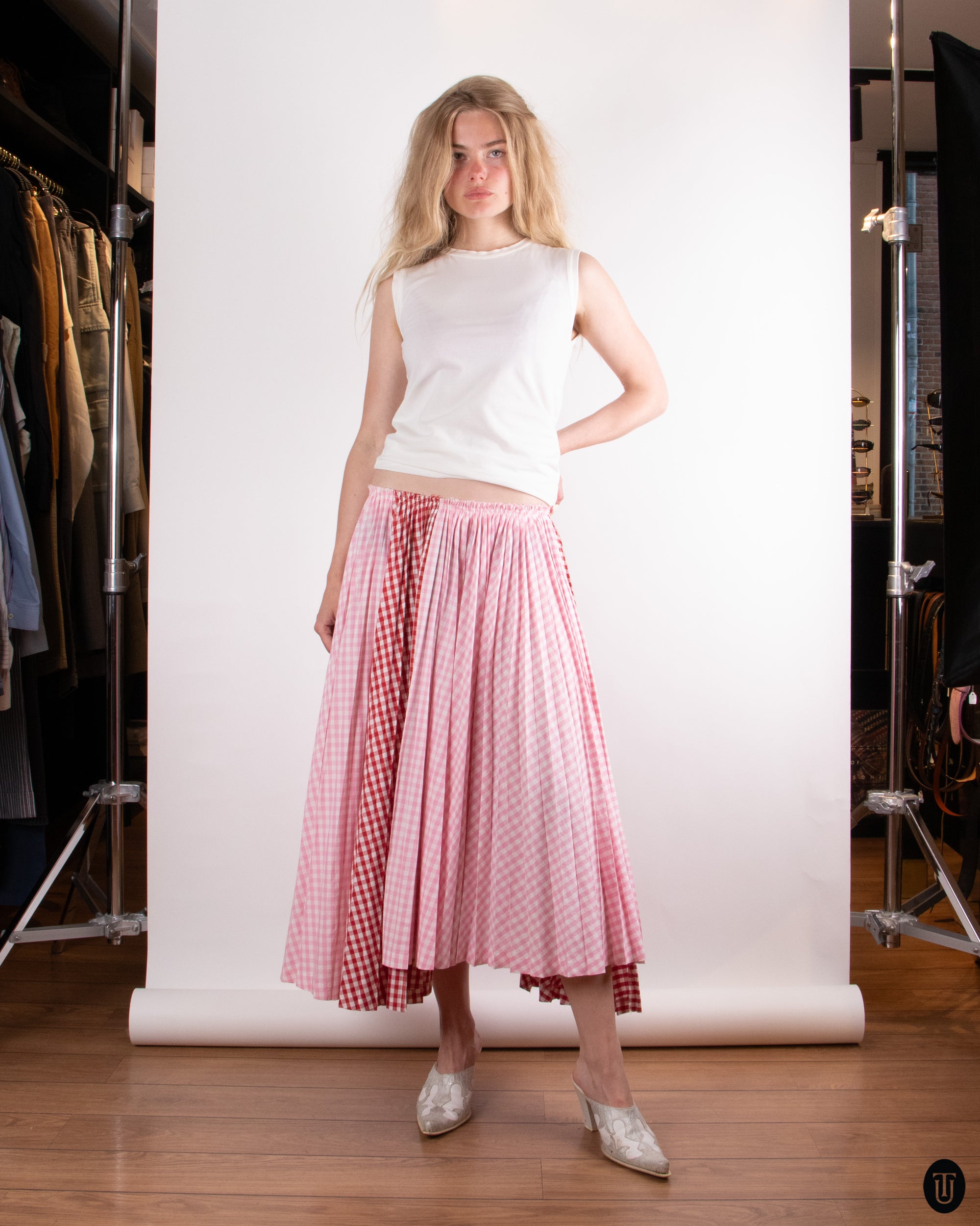 90's Commes Des Garcons Girl Gingham Skirt M