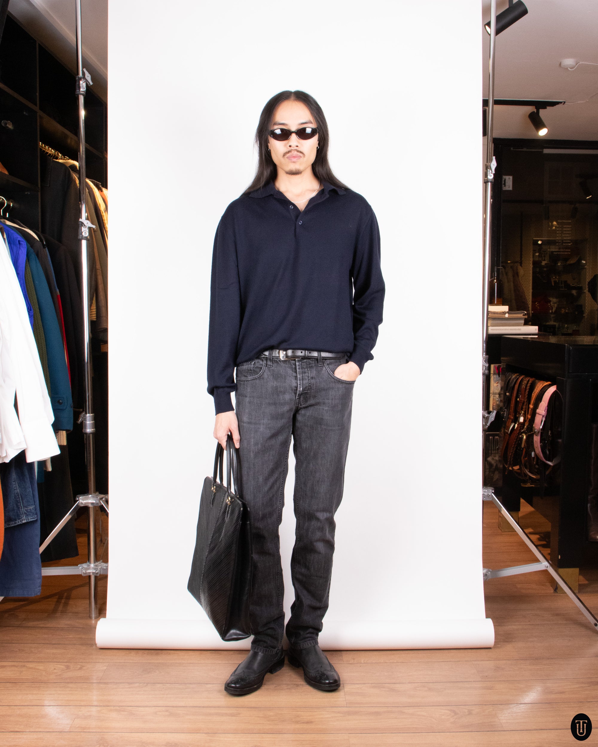 80's Pierre Cardin Navy Knit M