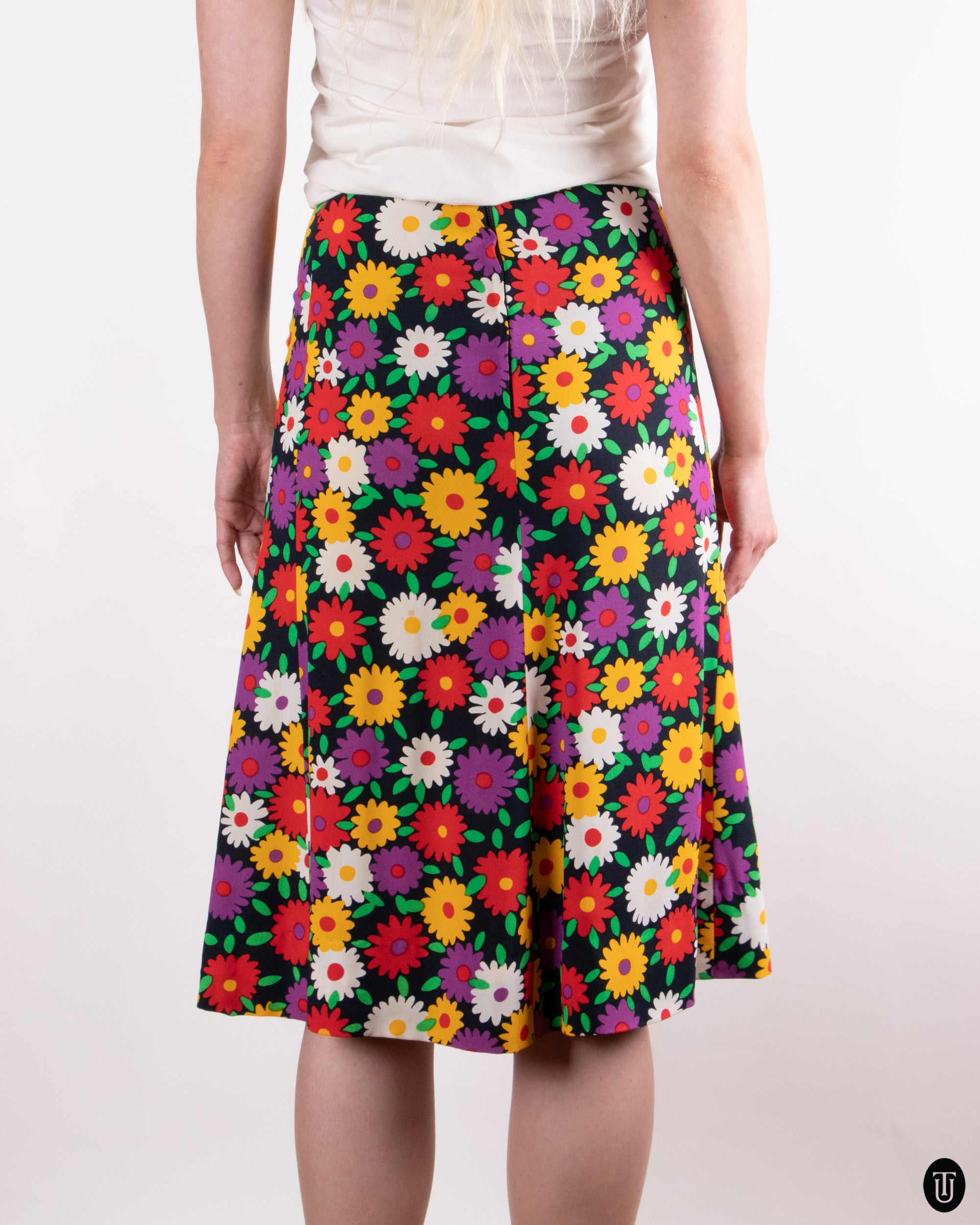 70s Yves Saint Laurent Rive Gauche Floral Skirt XS
